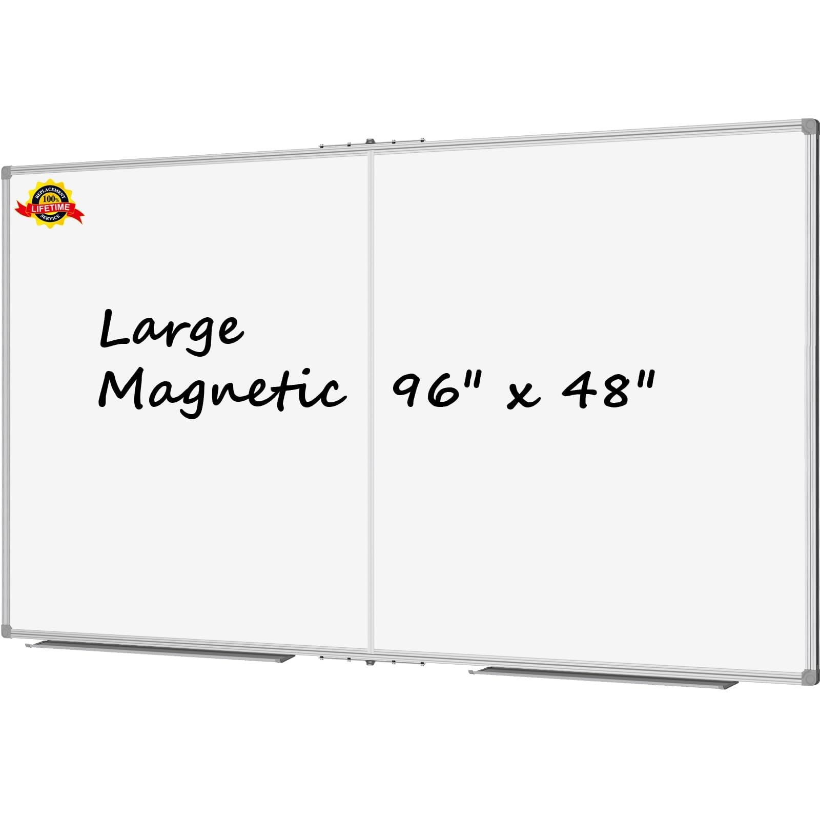 Magnetic Dry Erase Board 96 W x 48 H Foldable Whiteboard Lockways Large