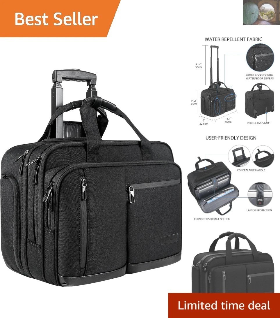 Lightweight Rolling Laptop Briefcase with RFID Protection - Perfect for Travel