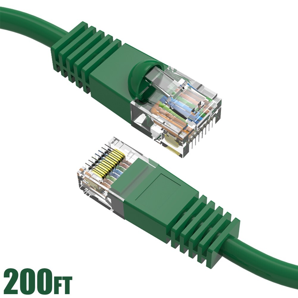 200FT Cat5E RJ45 Ethernet LAN Network UTP Snagless Patch Cable Pure Copper Green
