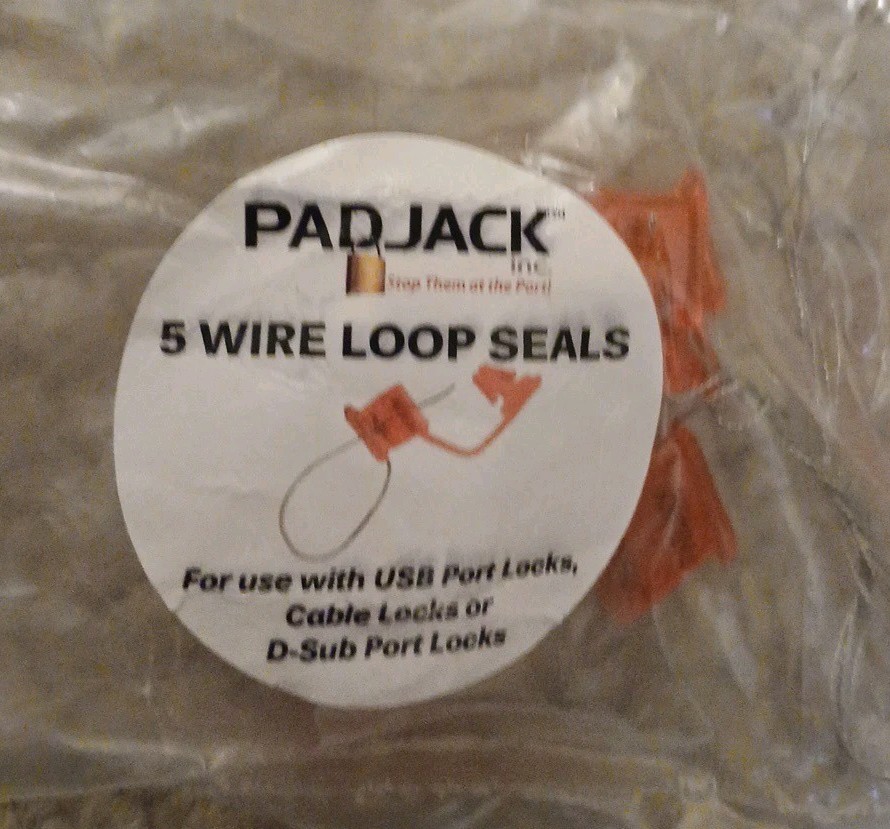 (5-Pack) PadJack Wire Loop Seals for use w/ USB/Cable Port Locks NEW *SEALED*