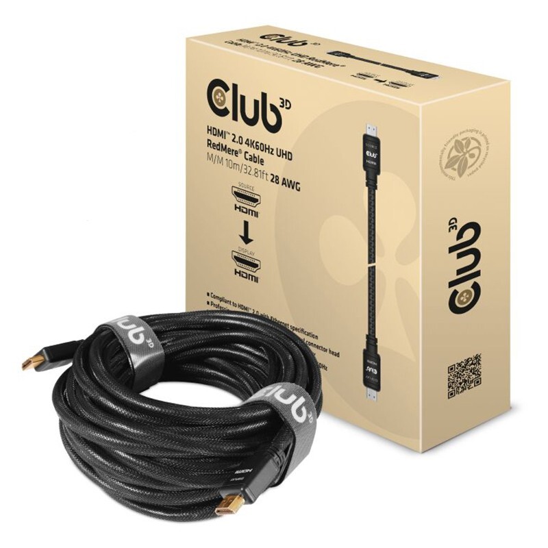 4K60Hz 10m  HDMI Cable RedMere Cable M/M by Club 3D CAC-2313