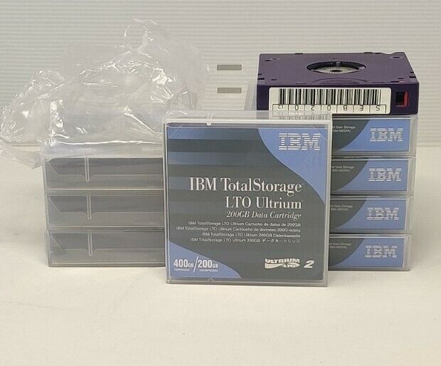  9 IBM Ultrium-2 Tape Cartridges 200GB/400GB 3 New + 6 Used