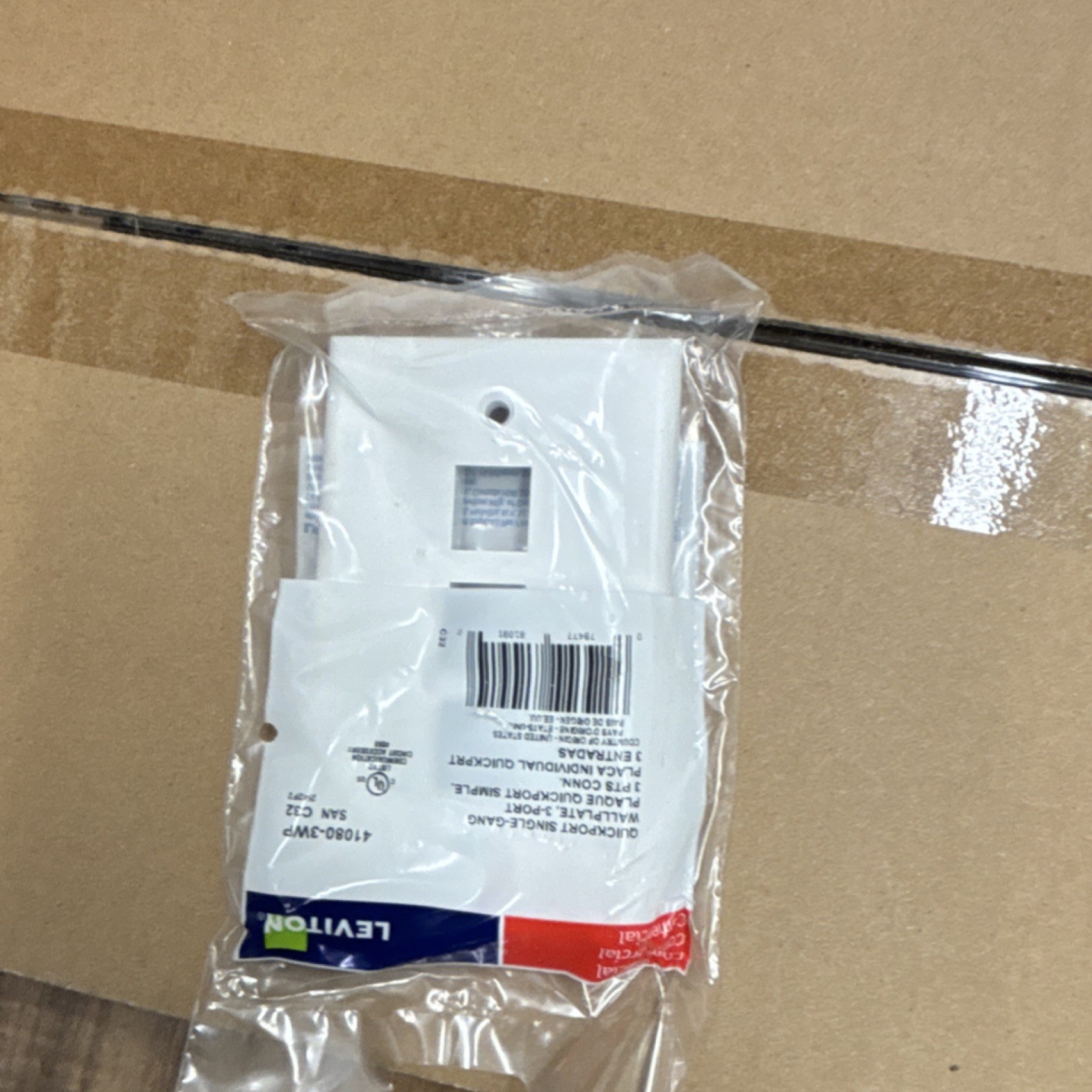 Leviton QuickPort Single-Gang 3-Port White Wall Plate 41080-3WP (Qty 16)