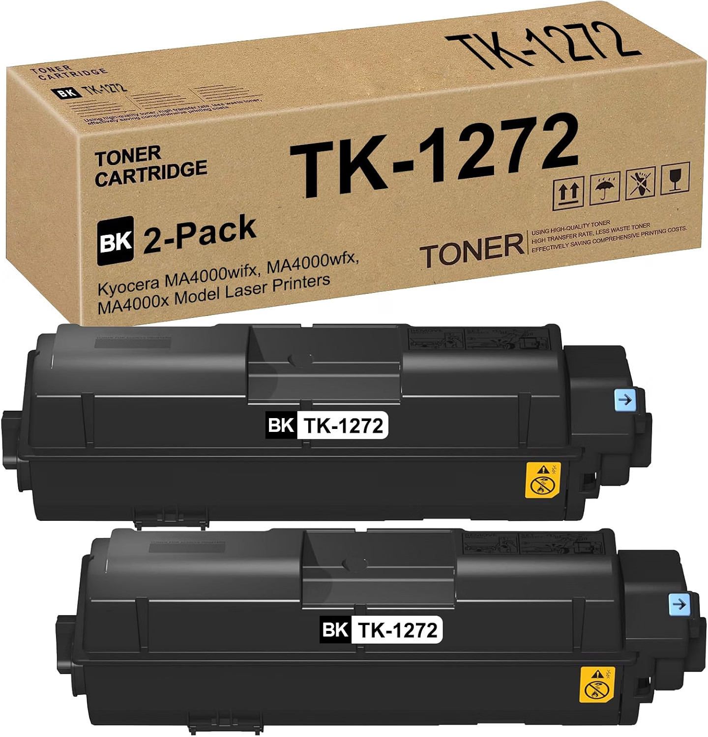 2-Pack Black Toner Cartridges Compatible TK-1272 Kyocera ECOSYS UEESLH BN