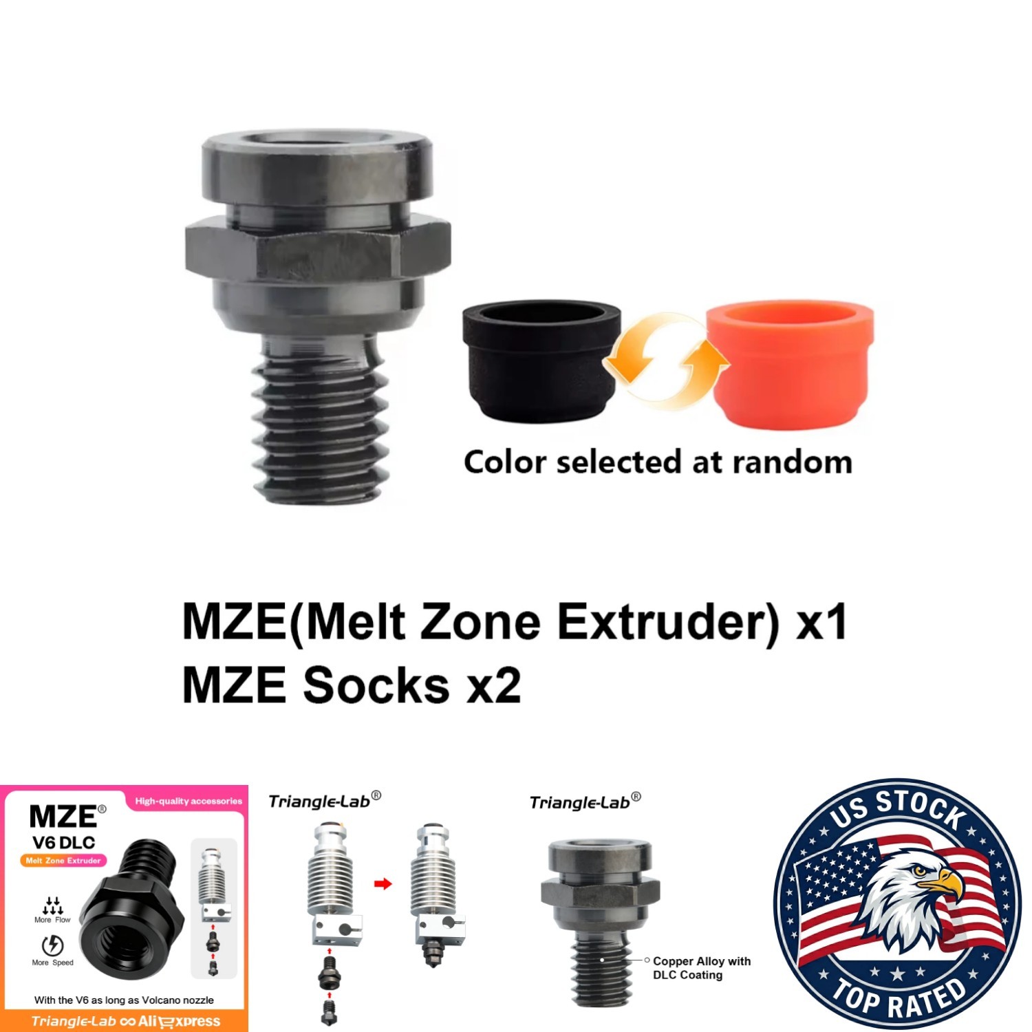 MZE™ DLC V6 Melt Zone Extruder Increase Flow for V6 Nozzle CHC Hotend CHC XL