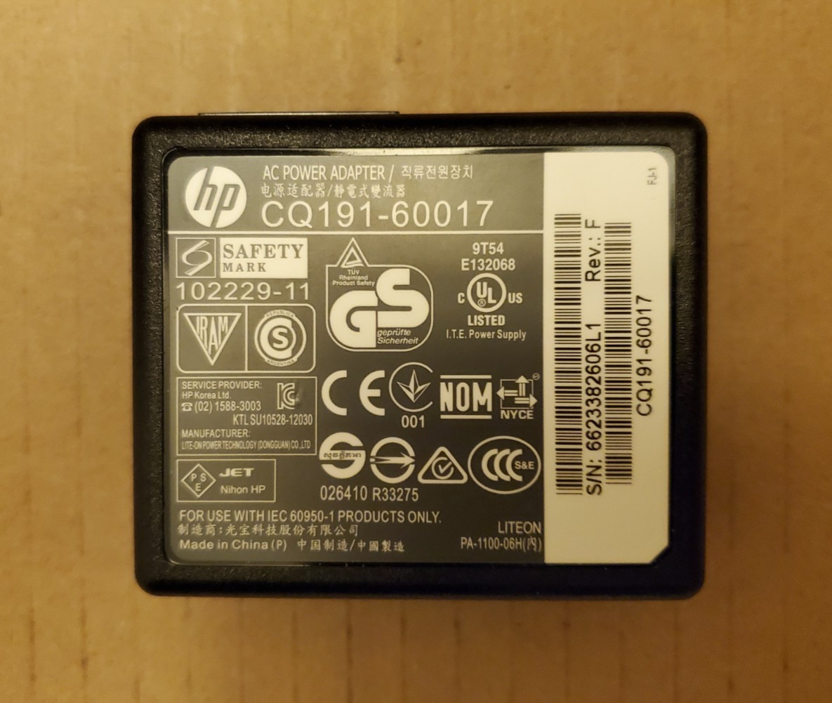 HP Photosmart 5520 Power Supply Adapter CQ191-60017 5514 5510 6510 6520 Genuine