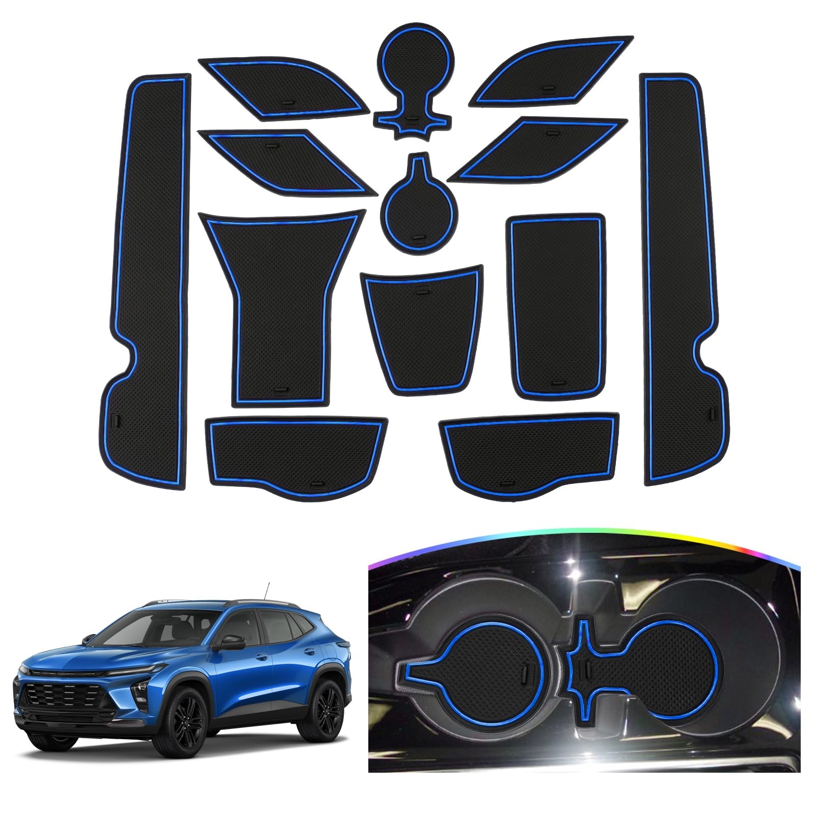 Chevy Trax Door Slot Mats 14PCS for 2024~2026 Chevrolet Trax Blue