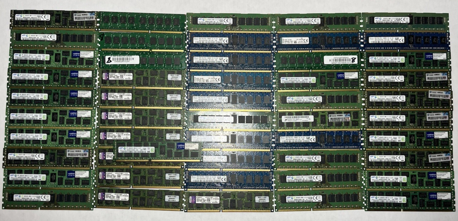 LOT OF 51 Mixed Brand & Speed 8GB PC3 DDR3 RDIMM ECC Server Ram Memory