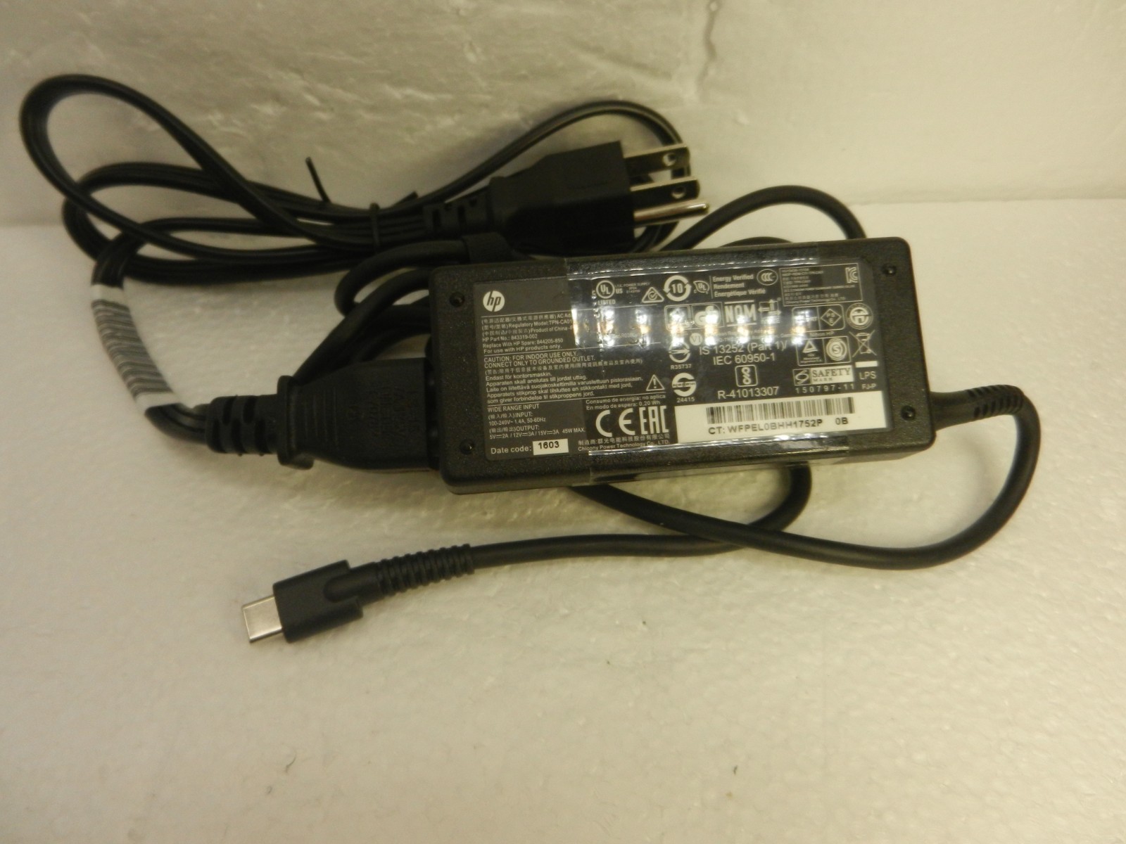 8X Lot - Genuine HP 45W USB-C Power AC Adapters 843319-002 Power Supply TPN-CA01