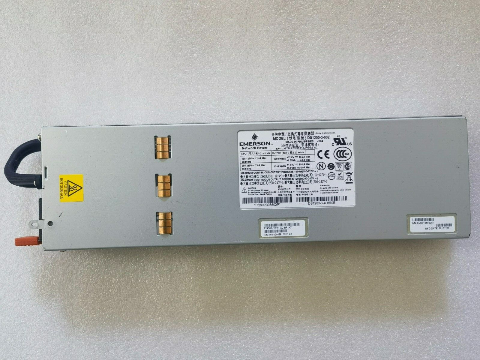 Juniper EX4500-PWR1-AC-BF 1200W AC Power Supply for EX4500-40F-BF-C Tested