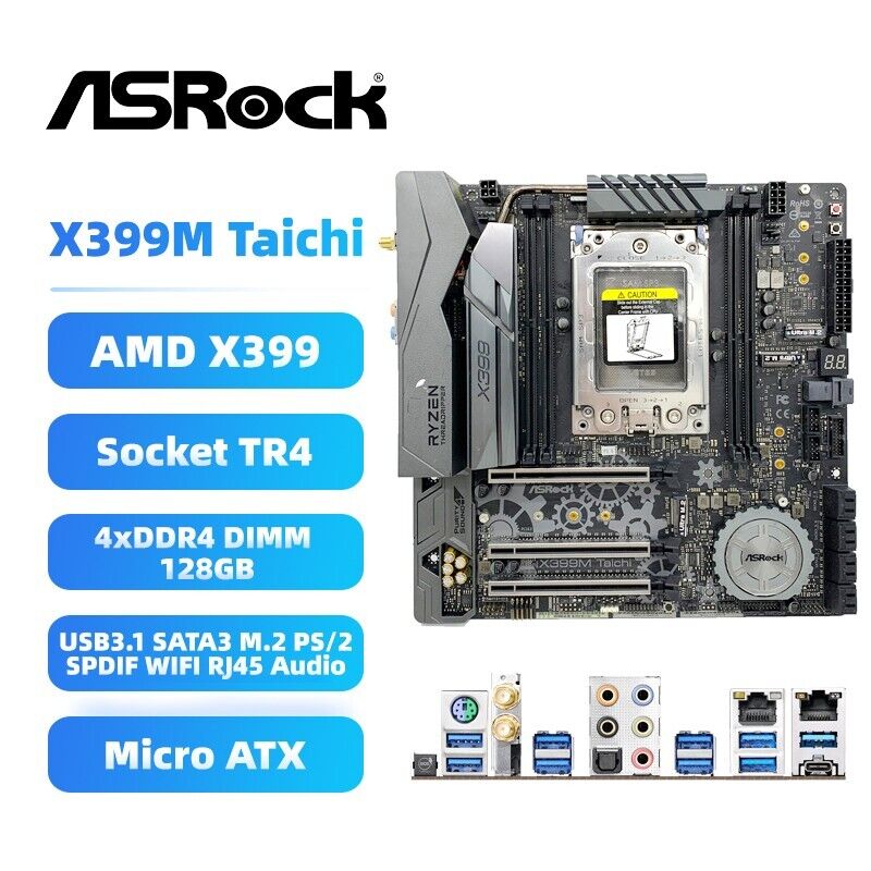 ASRock X399M Taichi Motherboard M-ATX AMD X399 Socket TR4 DDR4 SATA3 Audio WIFI