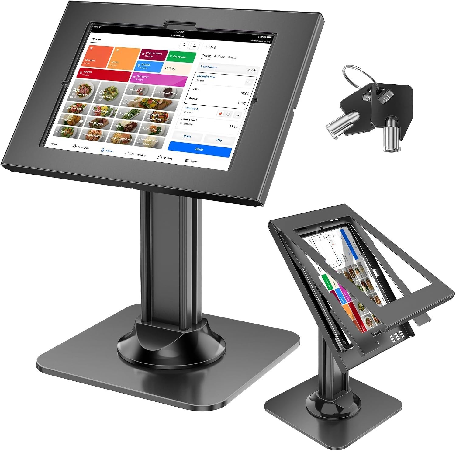 Anti-Theft iPad Kiosk Stand Locking Tablet Security Desk Mount Black