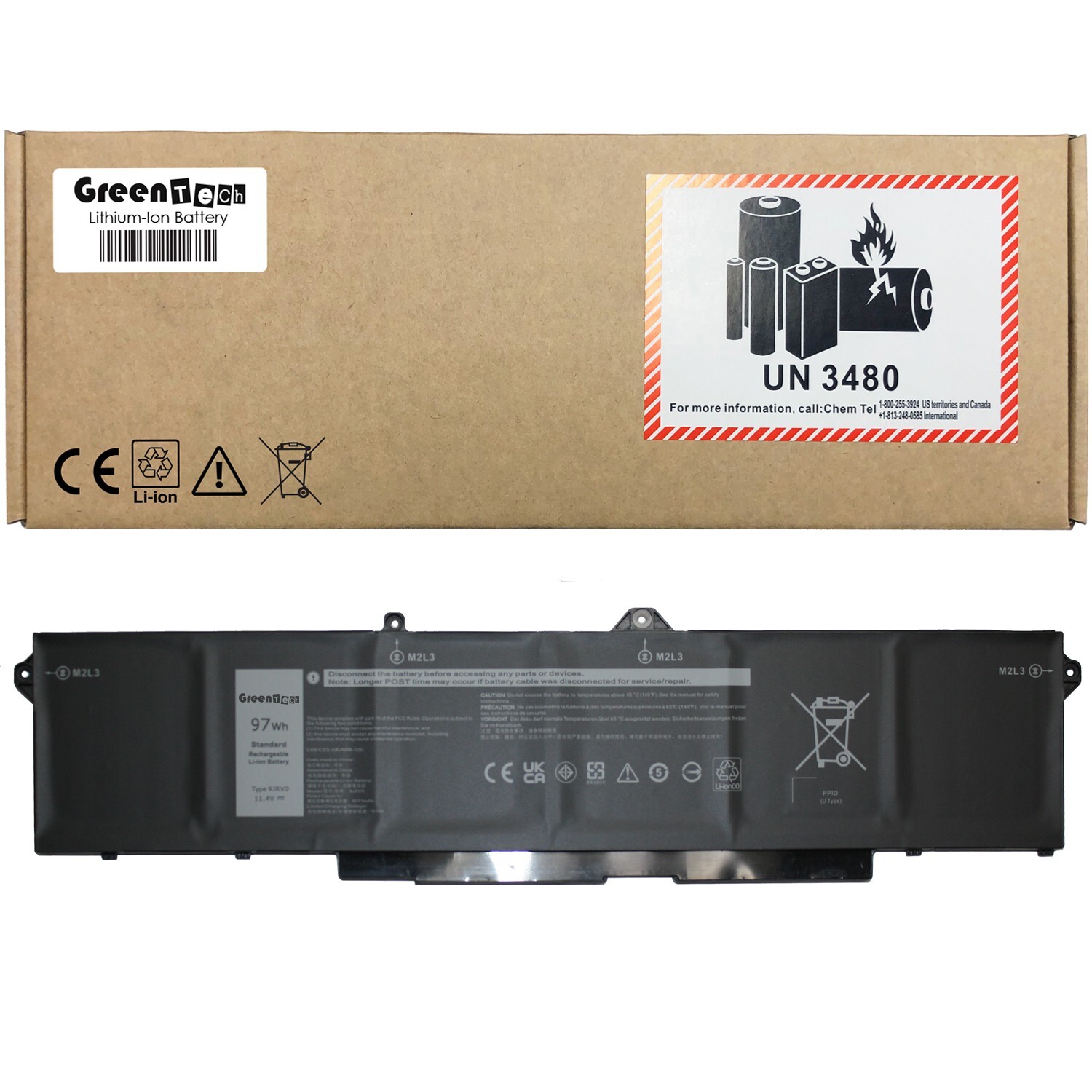 GREENTECH 9JRV0 BATTERY FOR LATITUDE 5521 5531 PRECISION 3571 97WHR 53XP7 05RGW