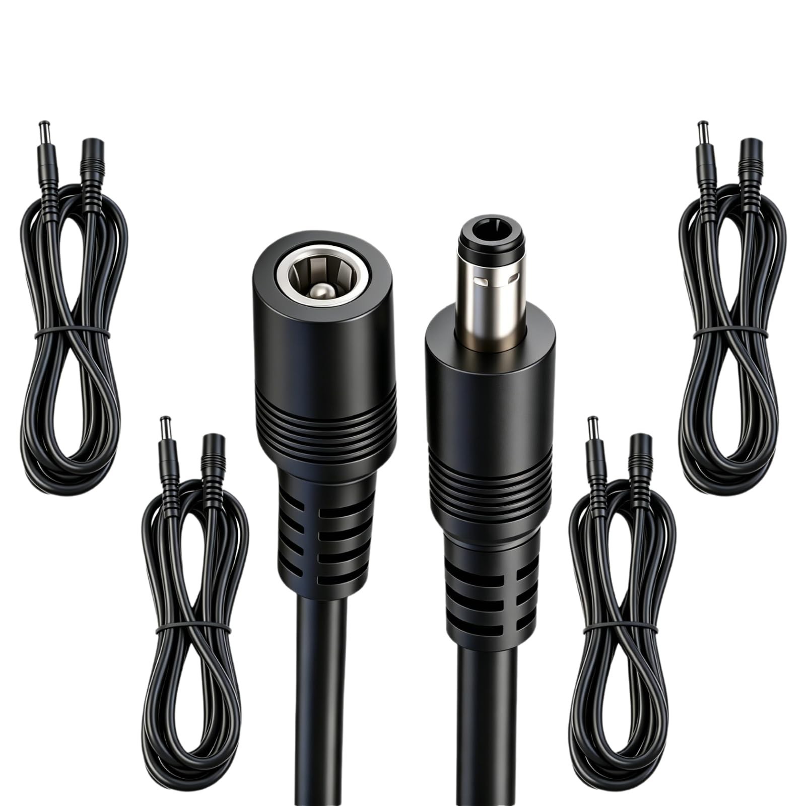 6.5FT 18AWG DC Extension Cable 5.5mm x 2.1mm Male to Female Connector - 5 Pack