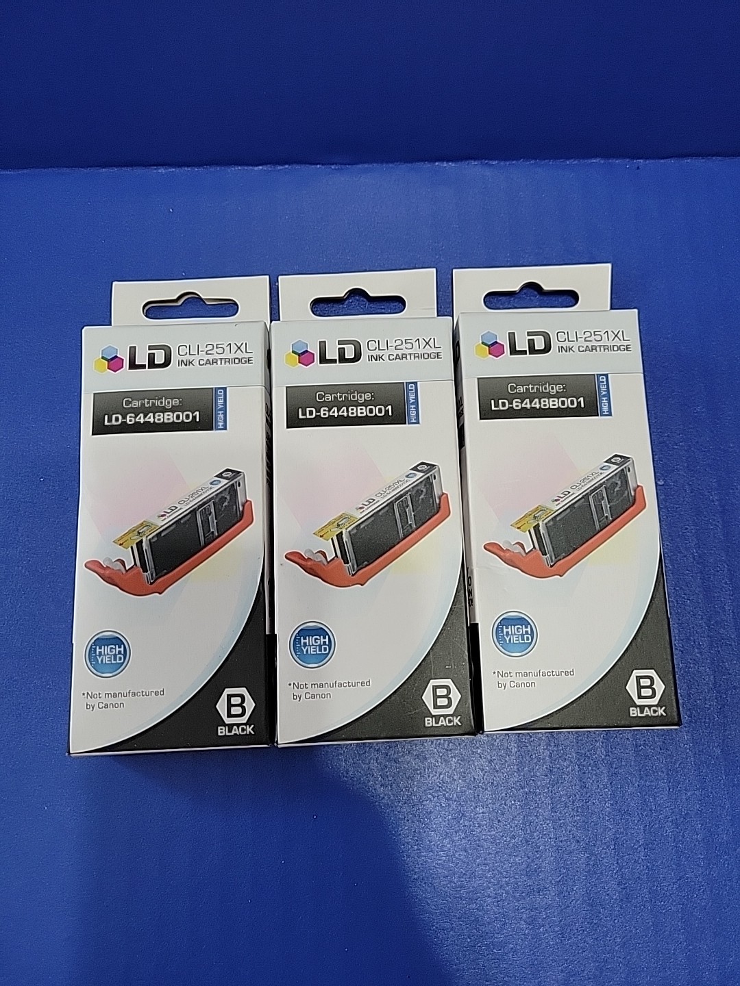 LD CLI-251XL Black High Yield Ink Cartridge For Canon Pixma LD-6448B001 (3pk)