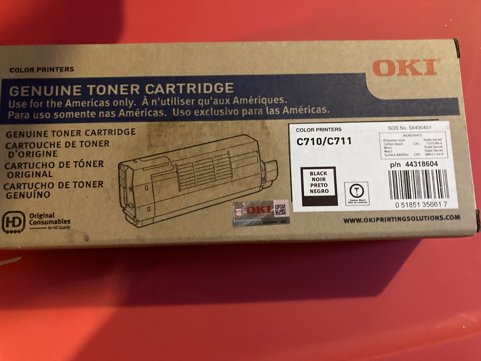 Oki 44318604 Black Toner Cartridge Genuine New Sealed 