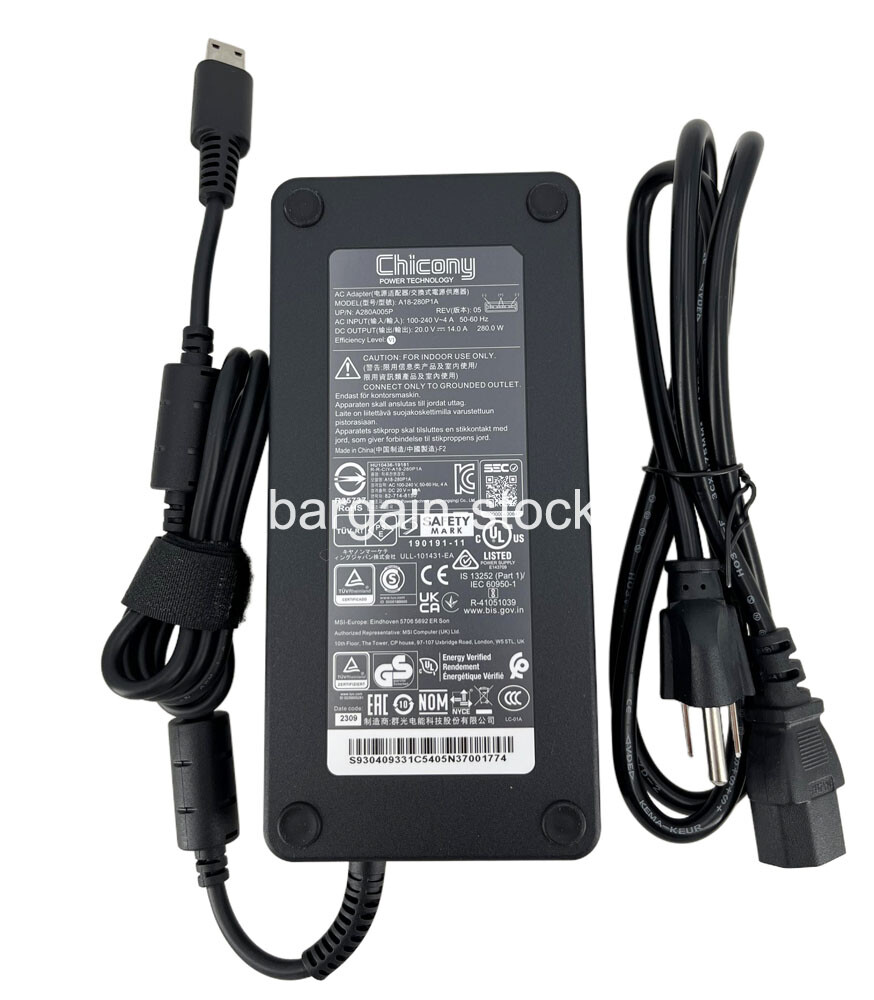 Original 280W Charger For MSI Stealth 18 HX AI A2XWHG-029US Laptop AC Adapter