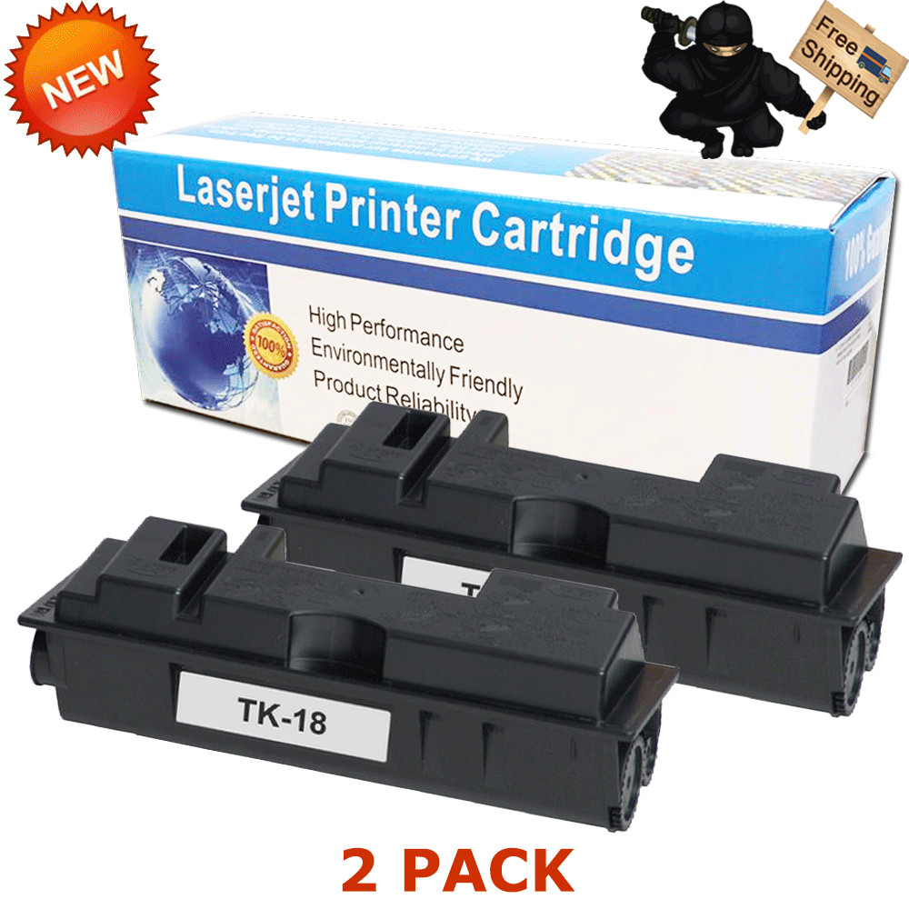 2 PK TK-18 TK18 Black Toner Cartridge For Kyocera Mita PRINTER FS-1020D FS-1020N