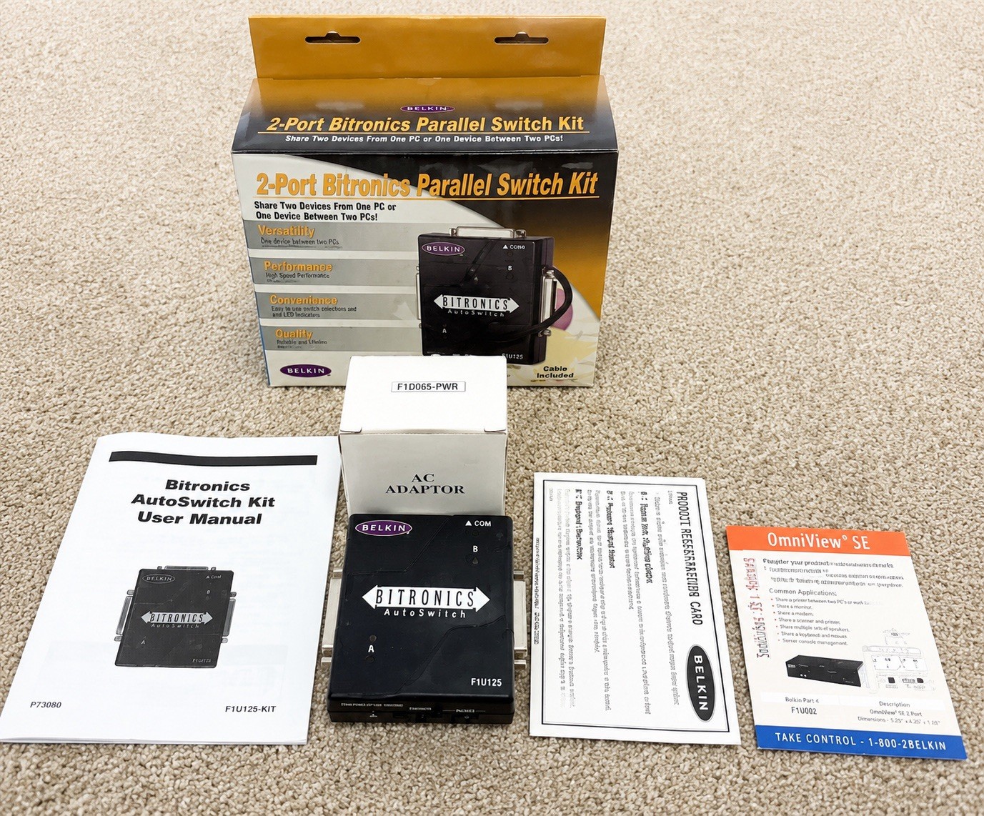 Belkin AutoSwitch 2-Port Parallel Switch DB25-DB25 1:2 F1U125-KIT Black