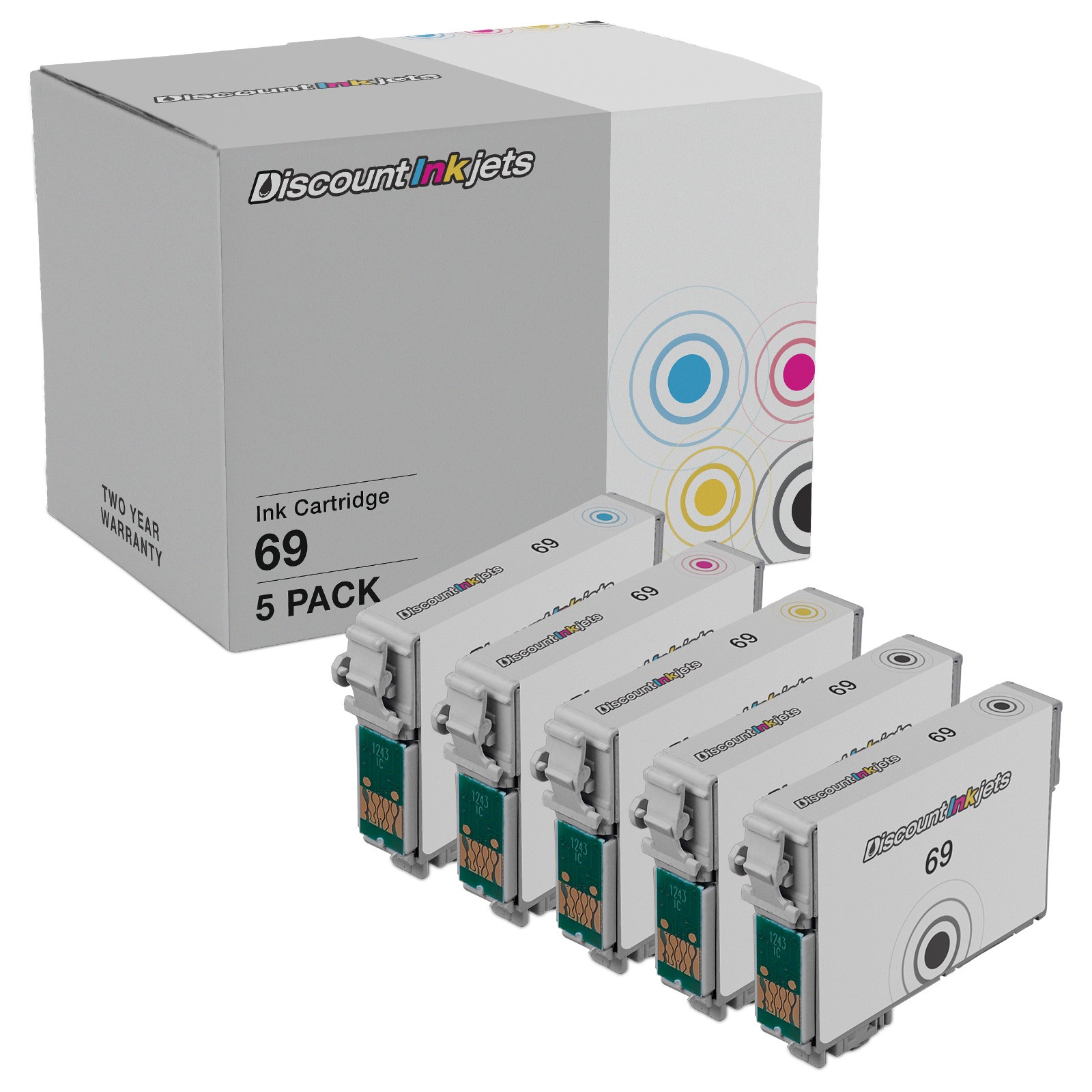 Ink Cartridges for Epson 69 T069 (2 Black, 1- Cyan, Magenta, Yellow 5Pk)