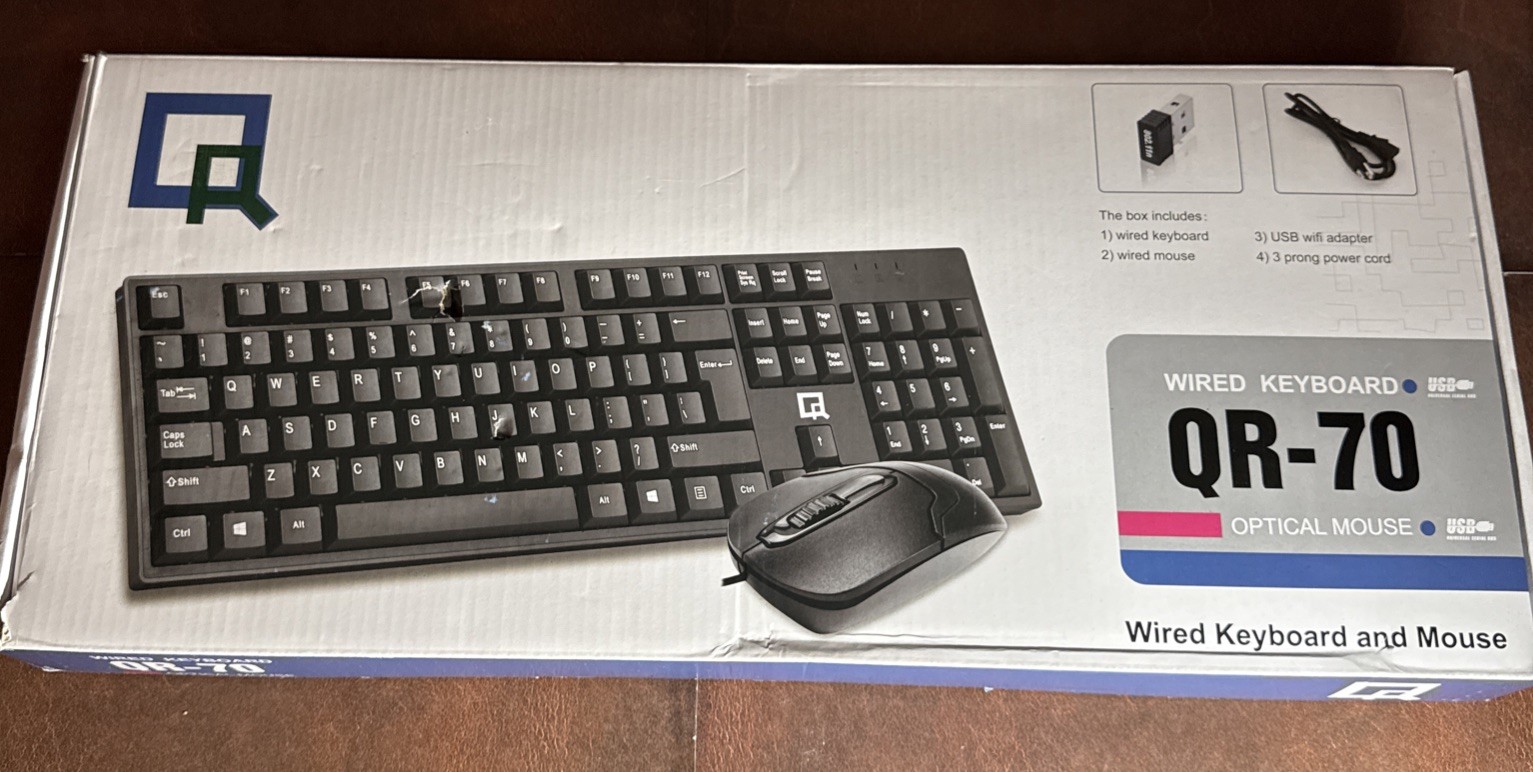 QR Computers Wired Keyboard and Optical Mouse QR-70 Black