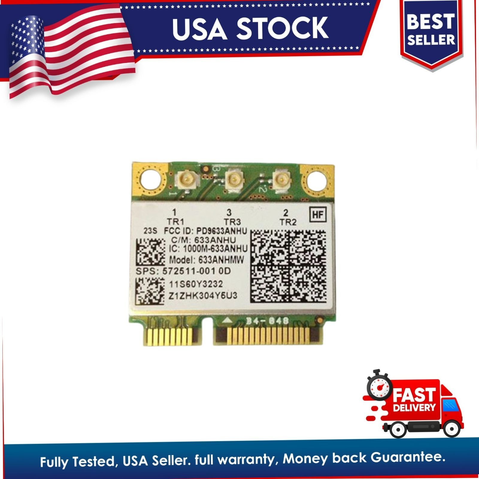 Genuine HP EliteBook 8560p 8570p Wireless Wifi Card 633ANHMW 572511-001-TESTED