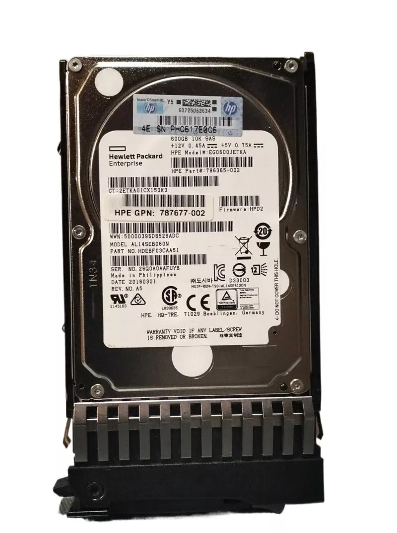 NEW HPE J9F46A 787646-001 MSA 600GB 10K 12G/s SAS SFF 2.5" DP ENT HDD Hard Drive