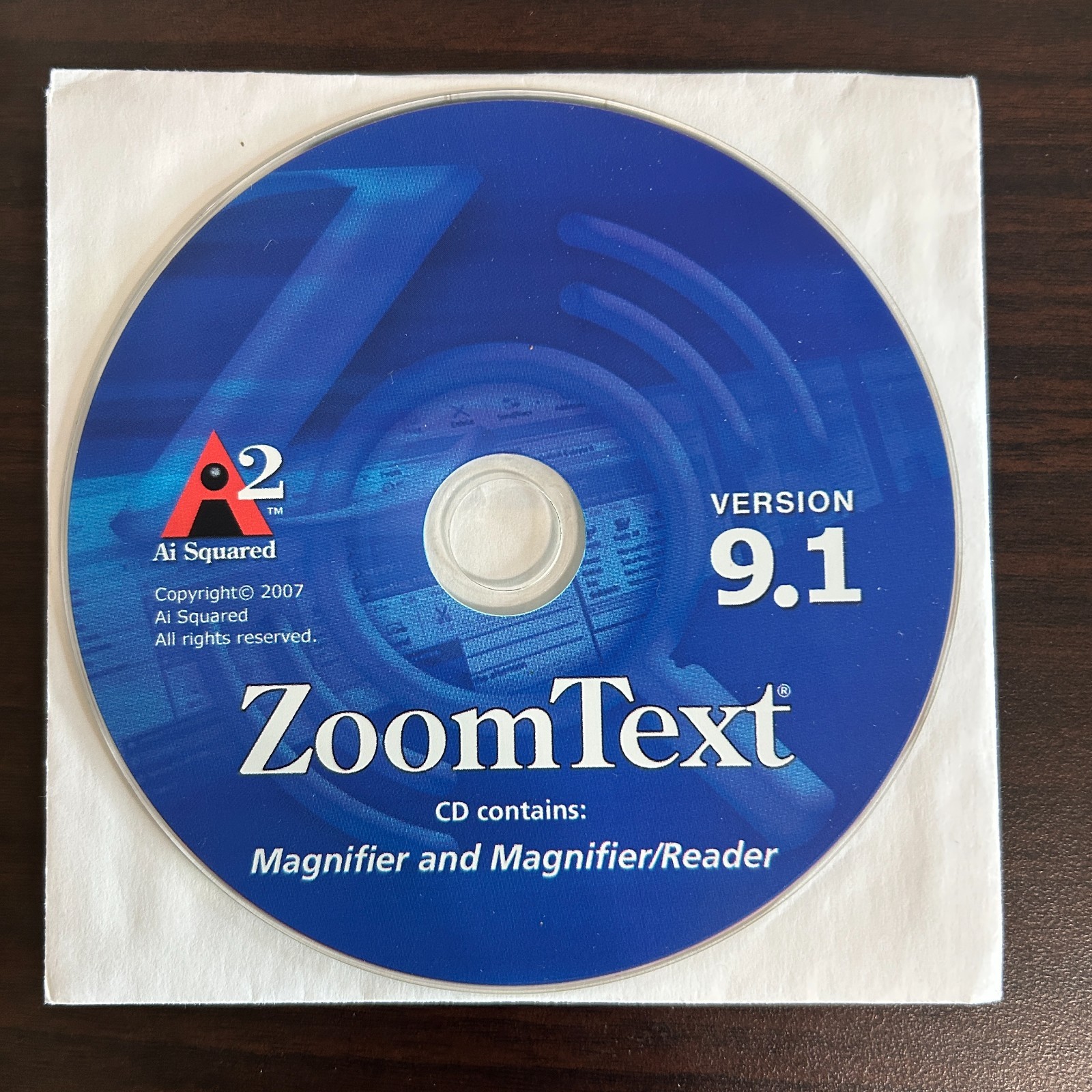 Ai Squared ZoomText Magnifier & Reader Version 9.1 CD w/ Serial Number