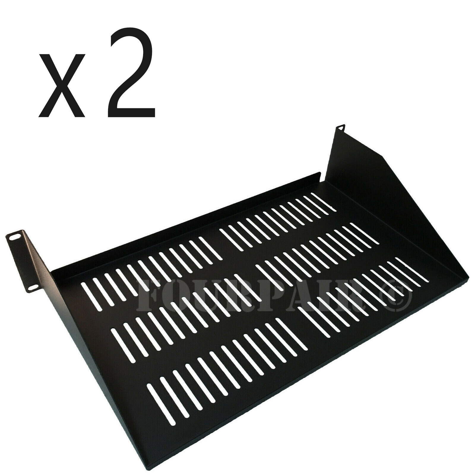 2 Pack Vented Cantilever Rack Mount Steel Keyboard Server Shelf 19" 2U 10" Deep