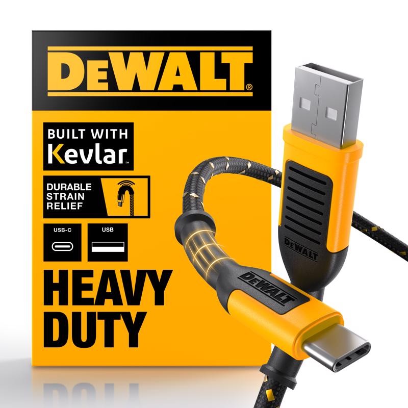 DeWalt 131 1348 DW2 Black/Yellow Braided USB-A to USB-C Cable 6 L ft.