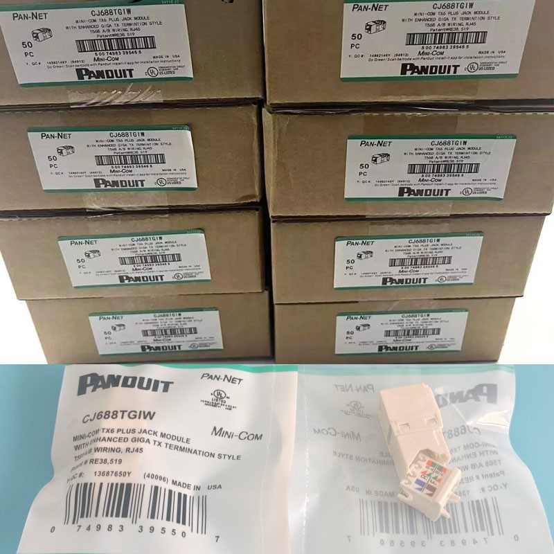 200PC New in Box Network Jack Module White Panduit GigaTX CJ688TGIW MiniCom Cat6