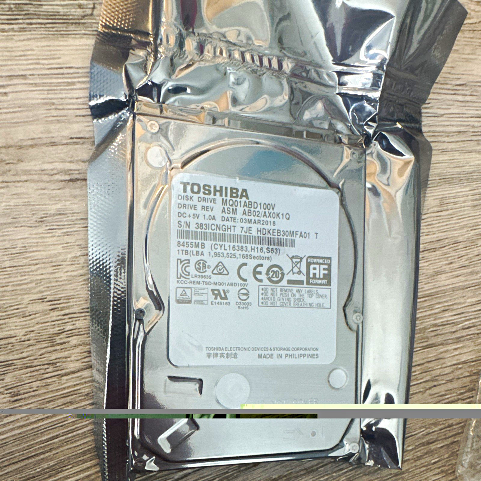 Toshiba MQ01ABD100V 1TB 2.5in SATA 5400RPM 8MB Internal Laptop HDD