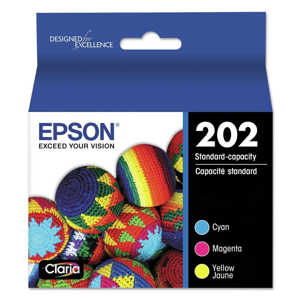 Epson T202520S (202) Claria 165 Page-Yield Ink - Cyan/Magenta/Yellow (3/PK) New