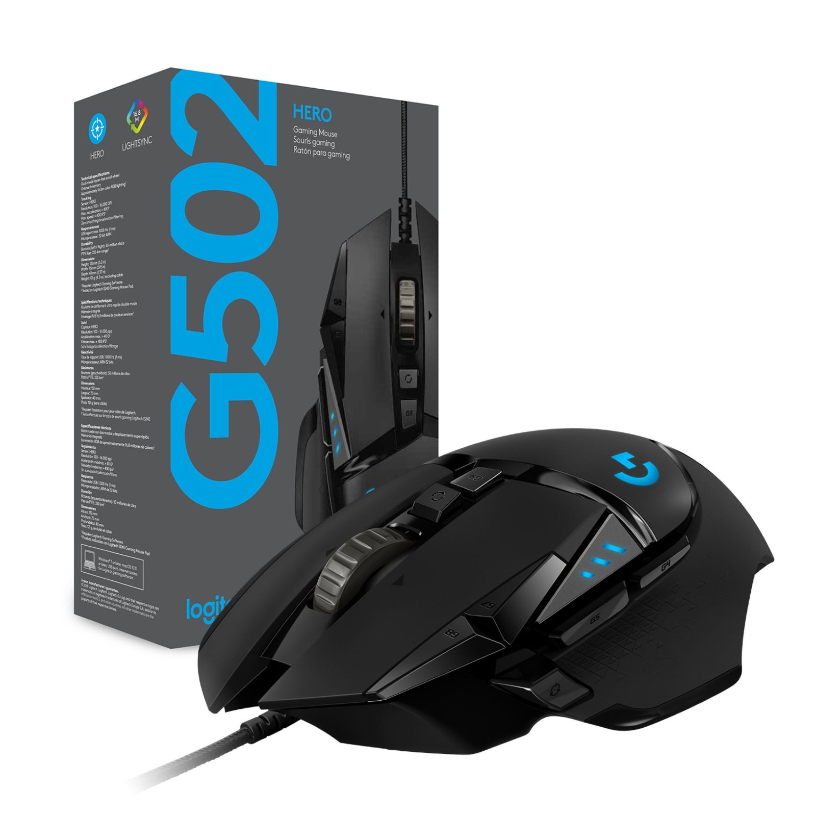 Logitech G502 HERO Gaming Mouse /RGB Wired/11 Buttons Adjustable/PC -NEW (Black)