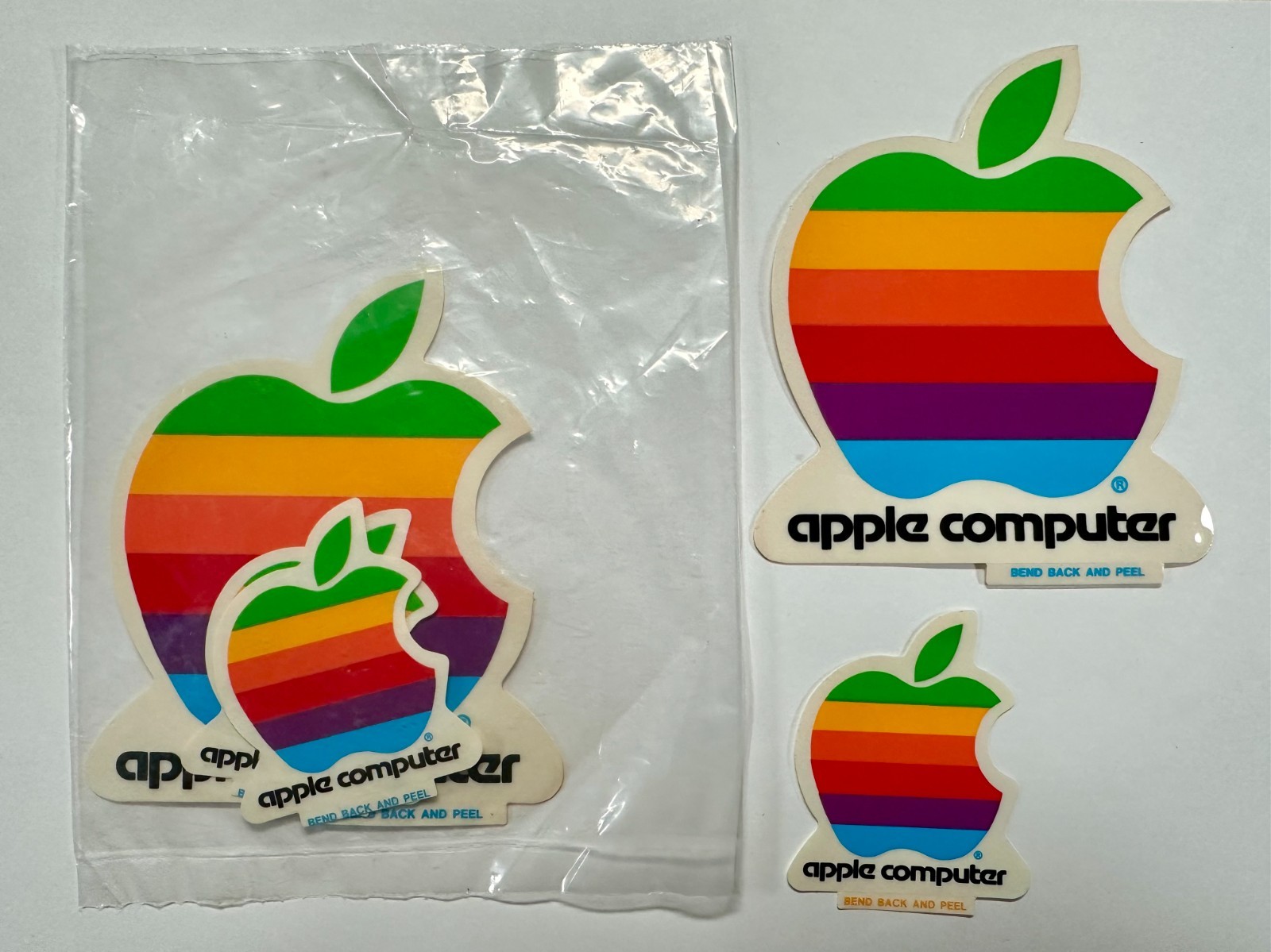 Vintage Original 1980s Apple Macintosh Computer Logo Rainbow Decal Stickers (5)
