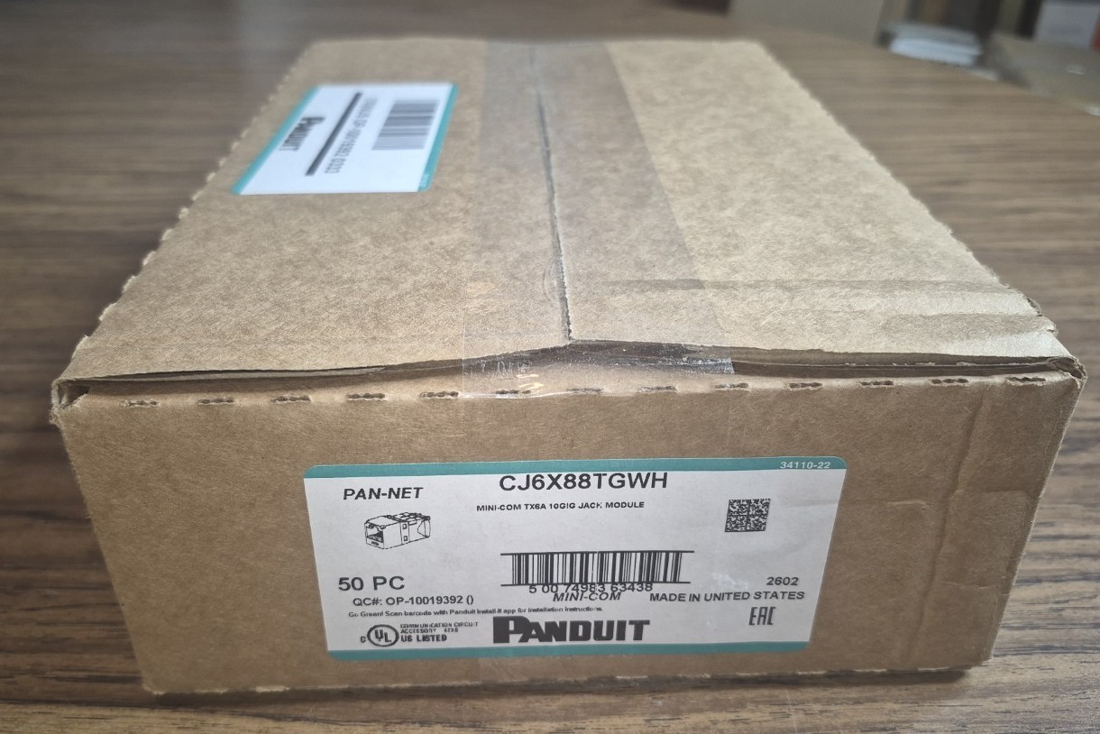 PANDUIT CJ6X88TGWH CAT 6A JACK MODULE - 1 SEALED BOX OF 50 - WHITE