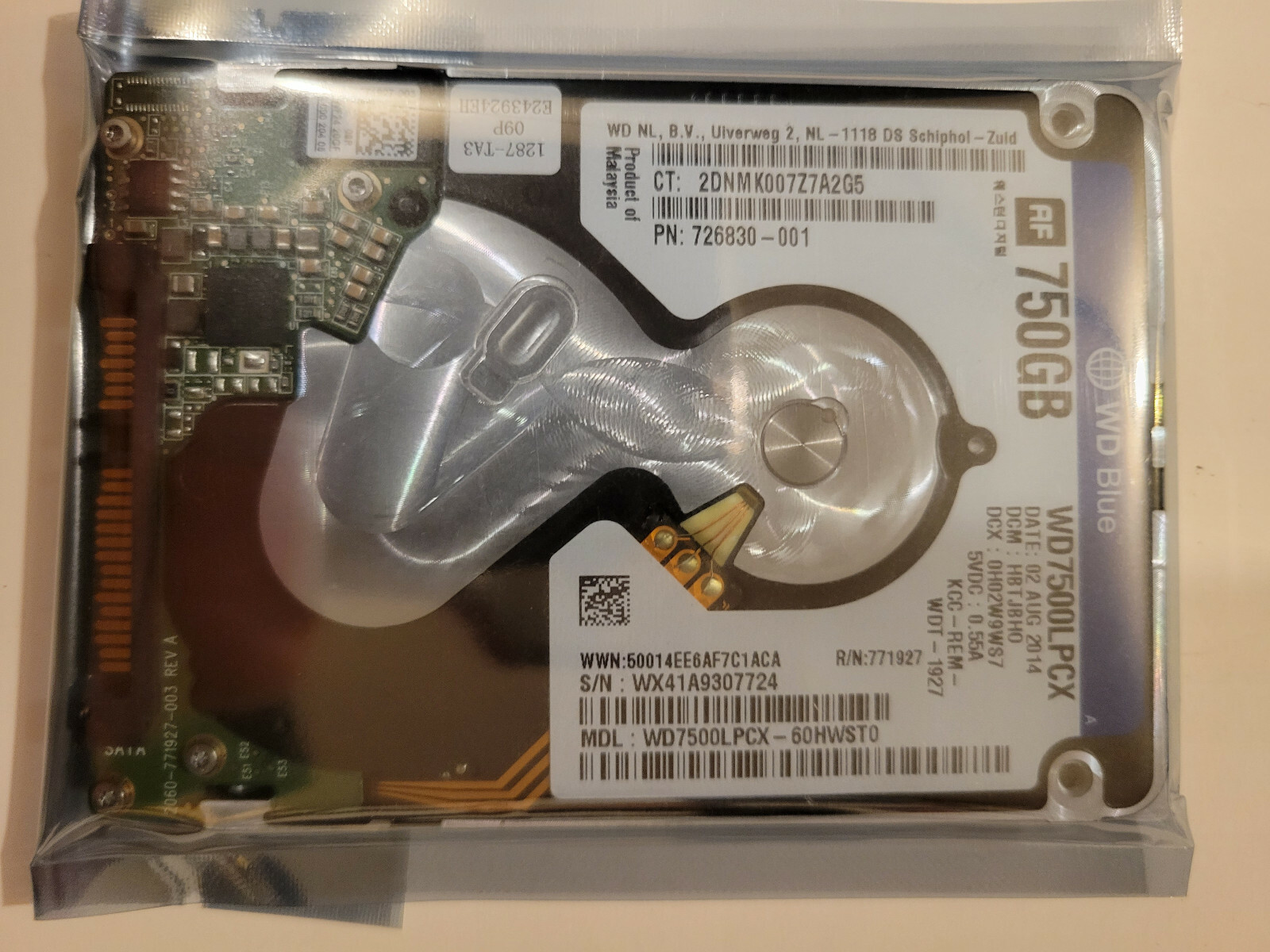 WD WD7500LPCX-60HWST0 750GB 2.5" HD DCM: HBTJBH0 WD7500LPCX PN: 726830-001
