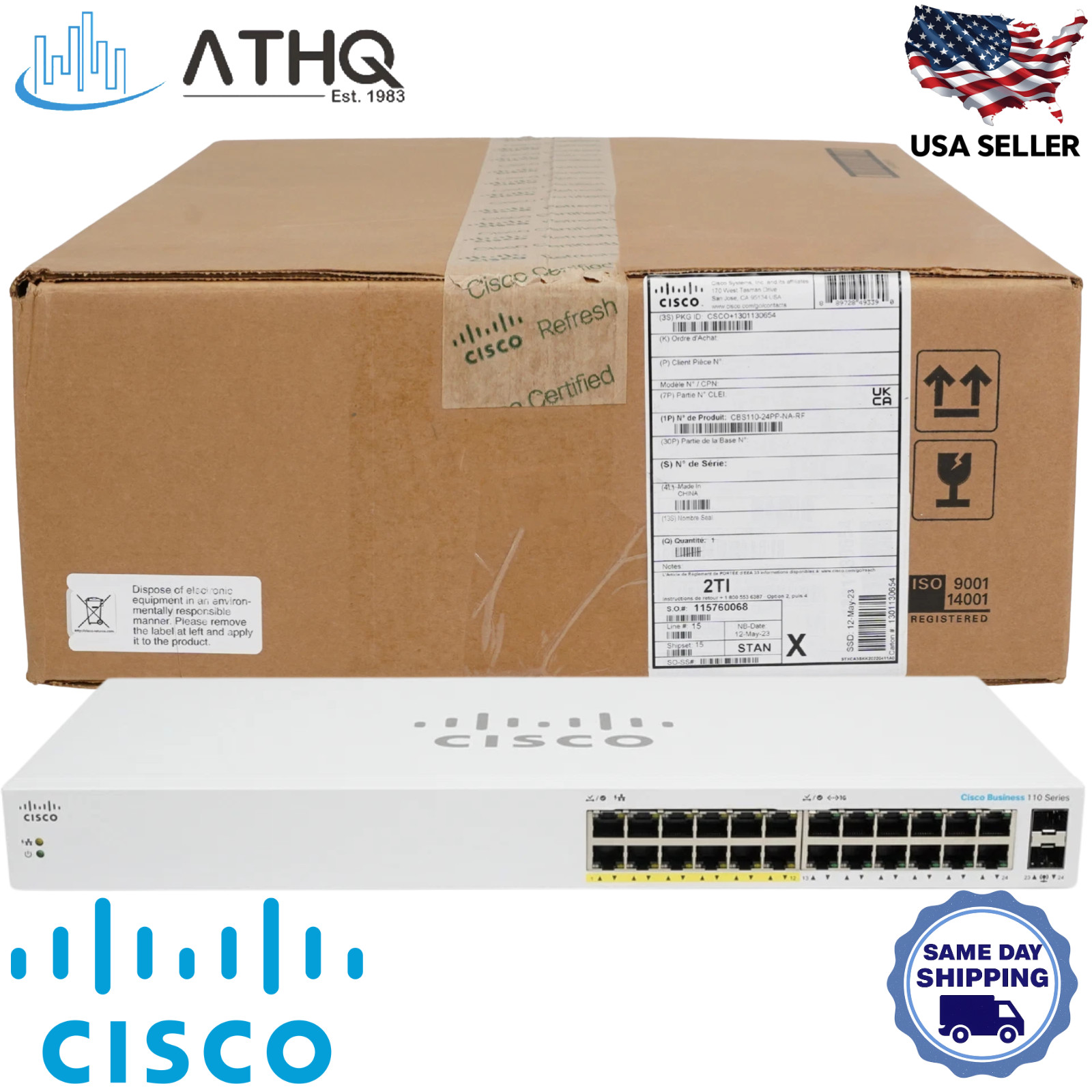 Cisco CBS110-24PP-NA 24-Port Gigabit Unmanaged Switch 12 PoE 100W 2 SFP Refresh