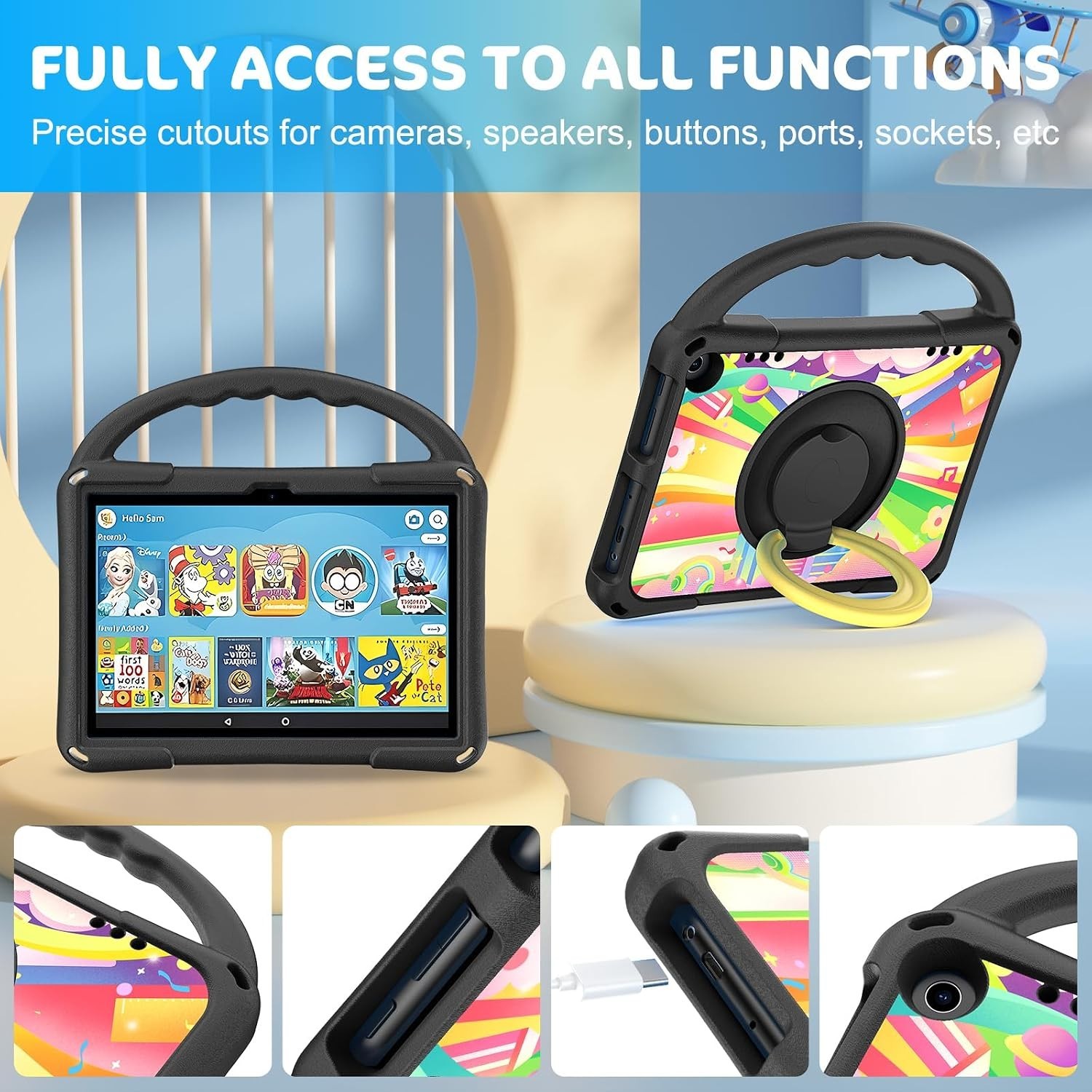 Fire HD 8 Tablet case for Kids 12th/10th Generation,2024/2022 Release, Black