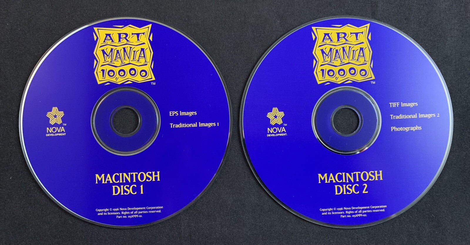 Art Mania 10,000 Macintosh Disc 1 & 2 by Nova Development CD-ROM Lot