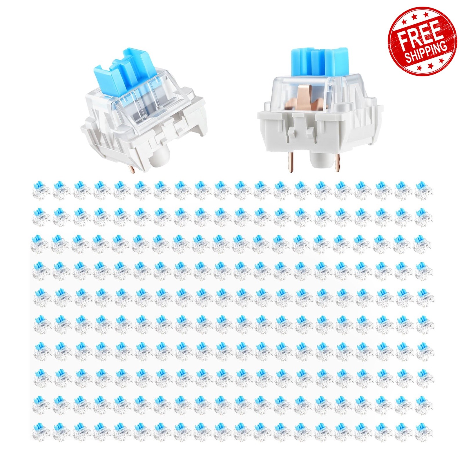 Leezmark 200 Pcs 3-PIN Blue Mechanical Keyboard Switches Clicky