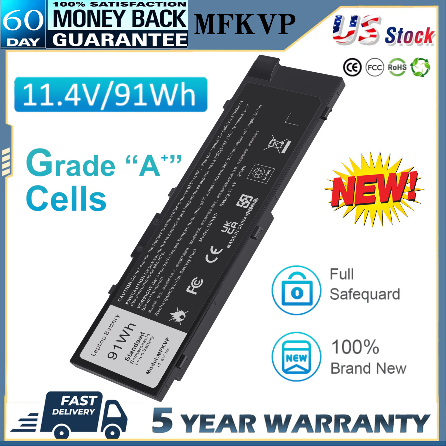 ✅LOT Battery MFKVP For Dell Precision 15 7510 7520 17 7710 7720 M7510 M7710