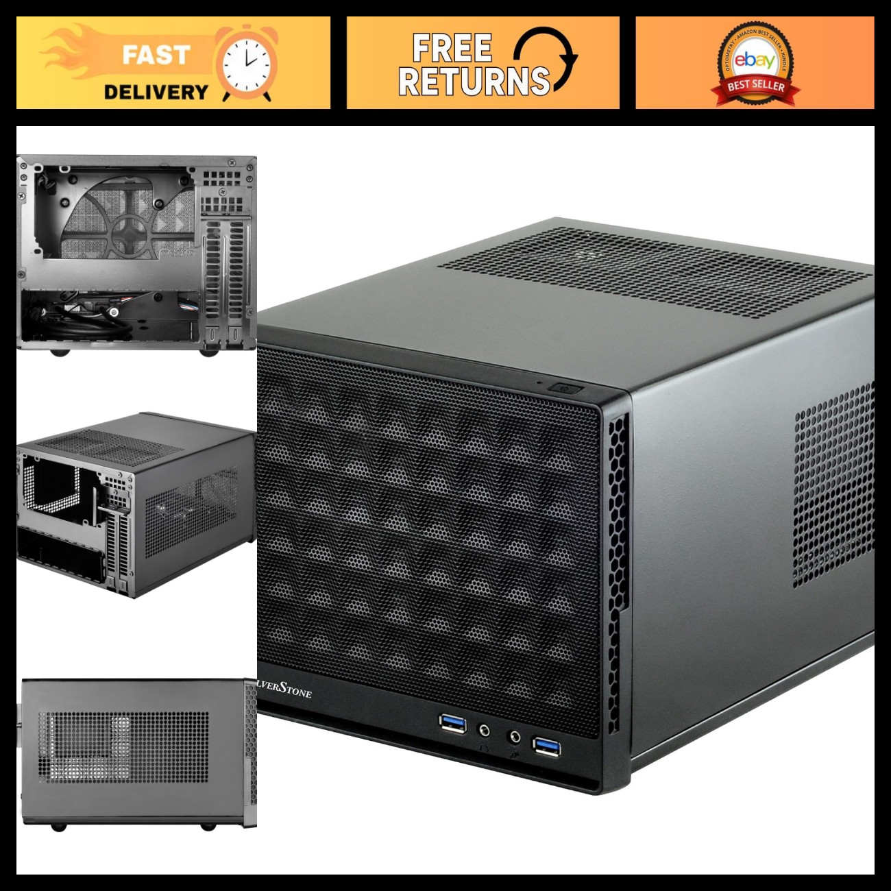 Ultra Compact Mini-ITX Computer Case, Mesh Front Panel, Black, Small Form Factor