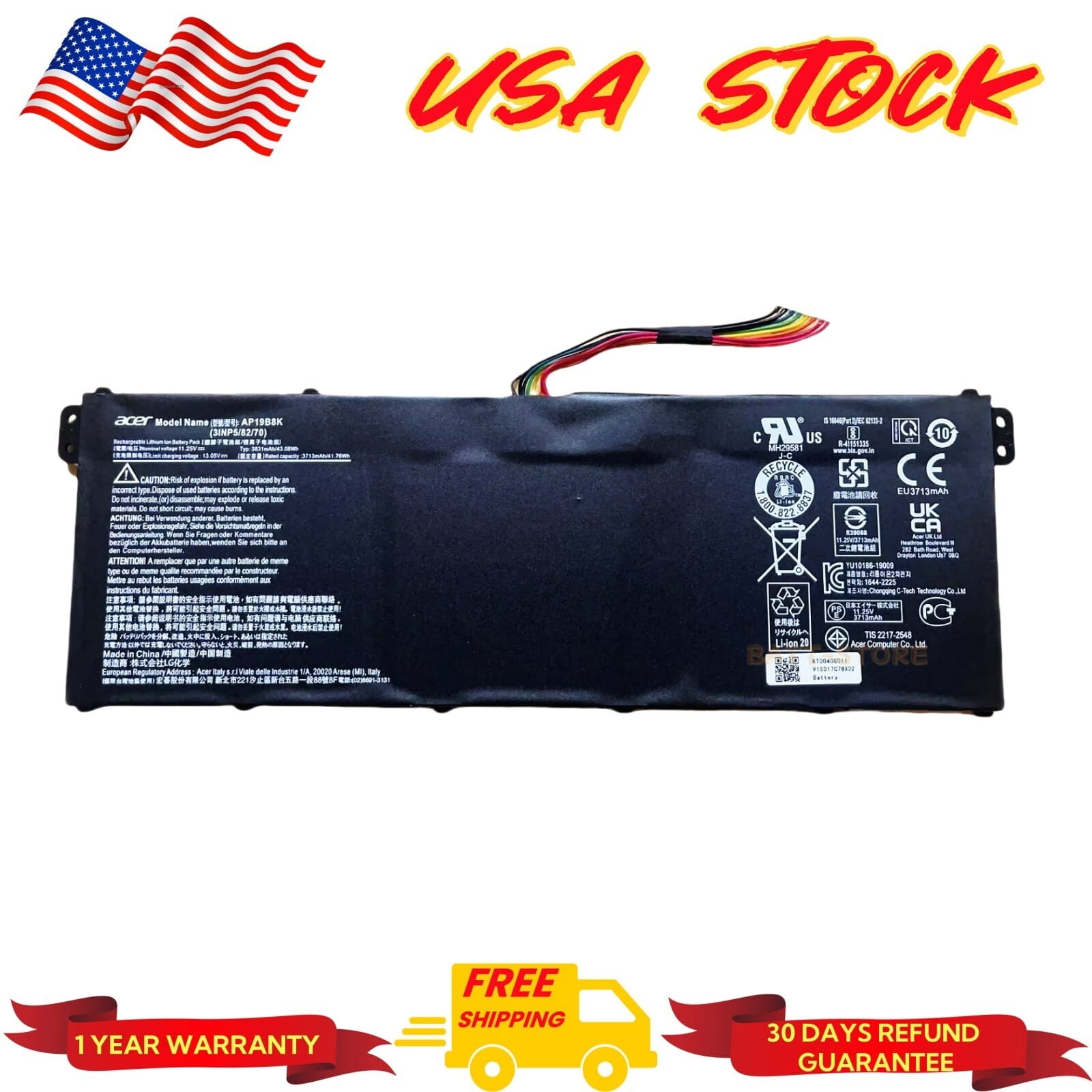 AP19B8K ORIGINAL Battery for Acer Aspire 3 A314 A315 A317 Chromebook CB315-3H