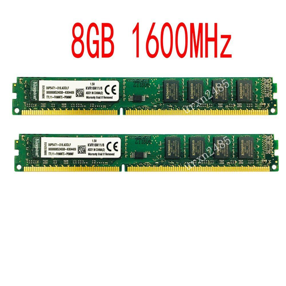 Kingston 16GB 2x 8GB 1600MHz PC3-12800 DDR3 KVR16N11/8 CL11 DIMM Memory SDRAM BT