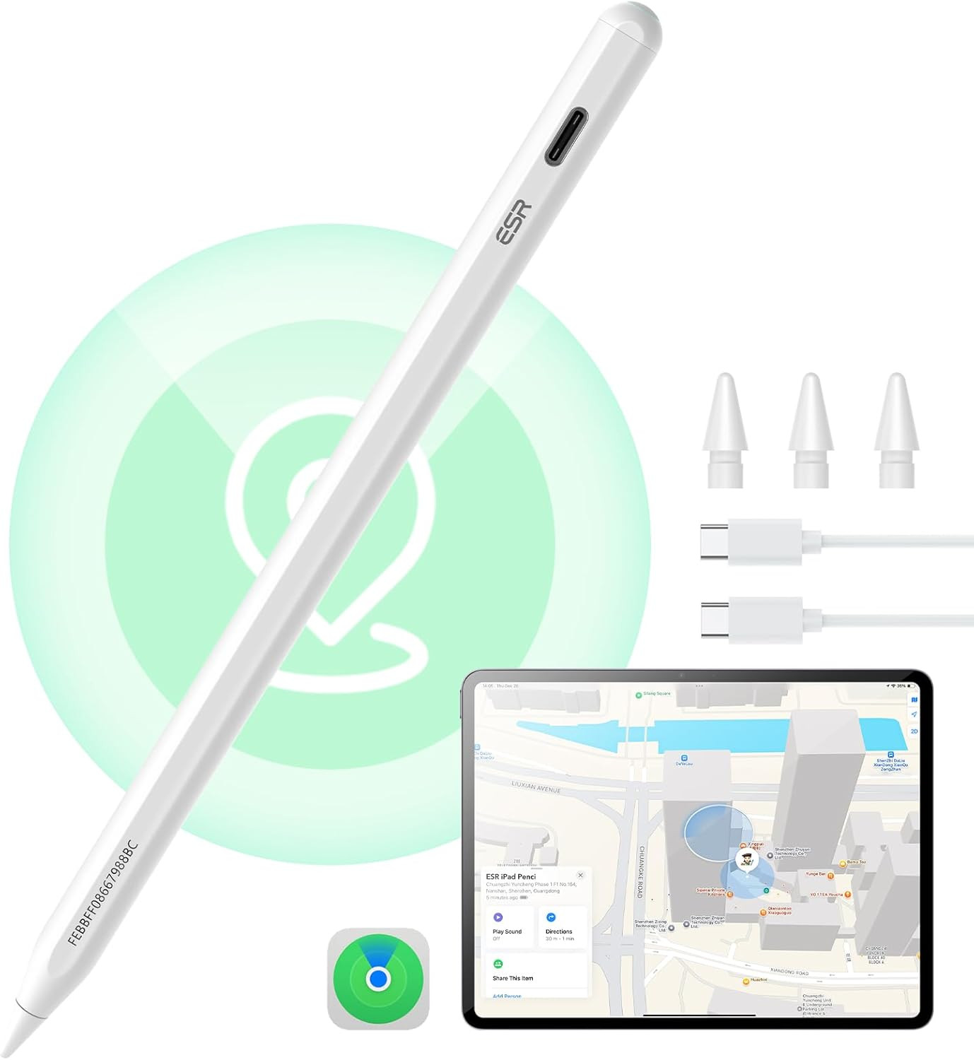 ESR Geo Digital Ipad Pencil for Ipad 2018-2026, Find My, Easy Shortcuts