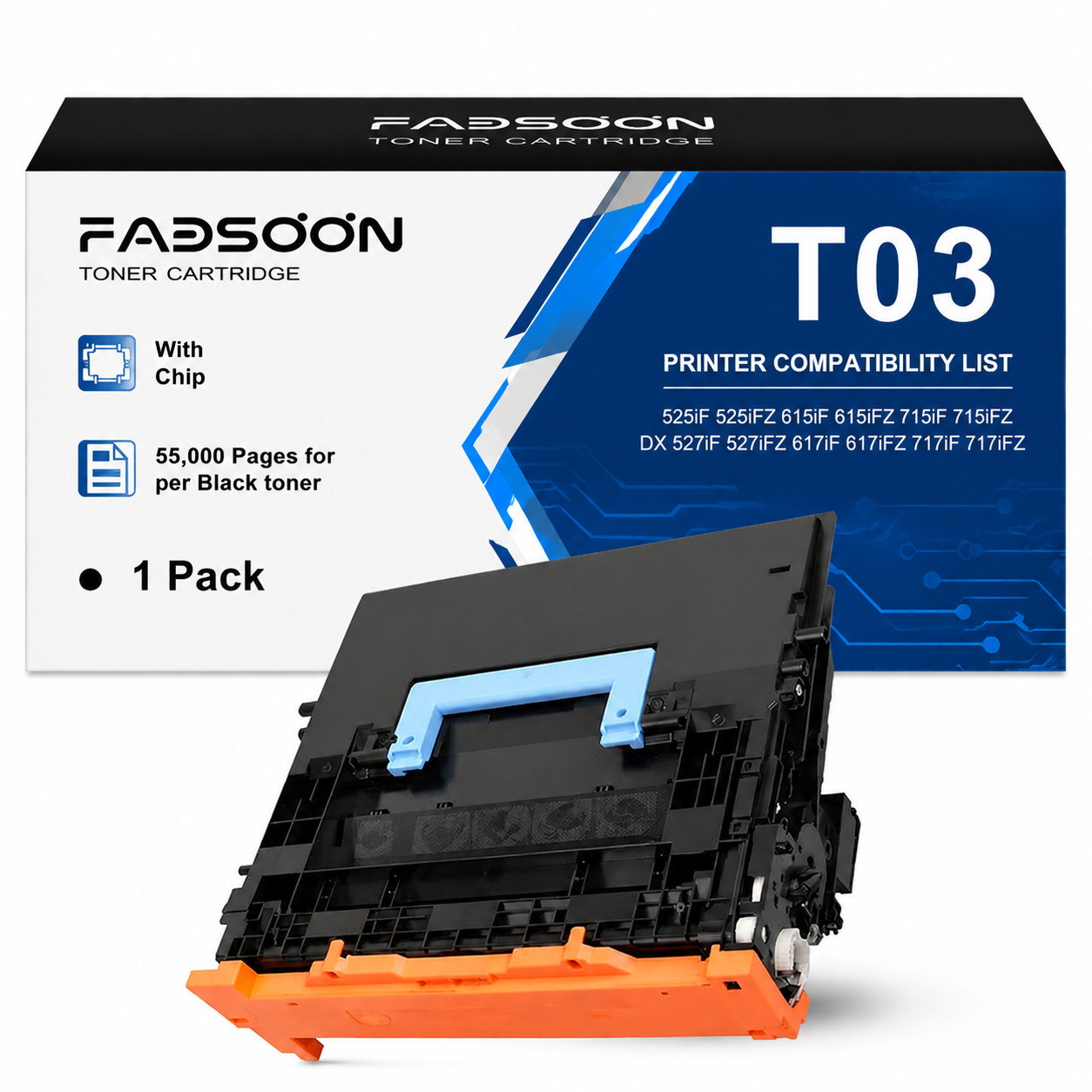 FADSOON® 1PK T03 Toner Cartridge for ImageRunner 525iF 615iF 715iF LBP-X1861 BK