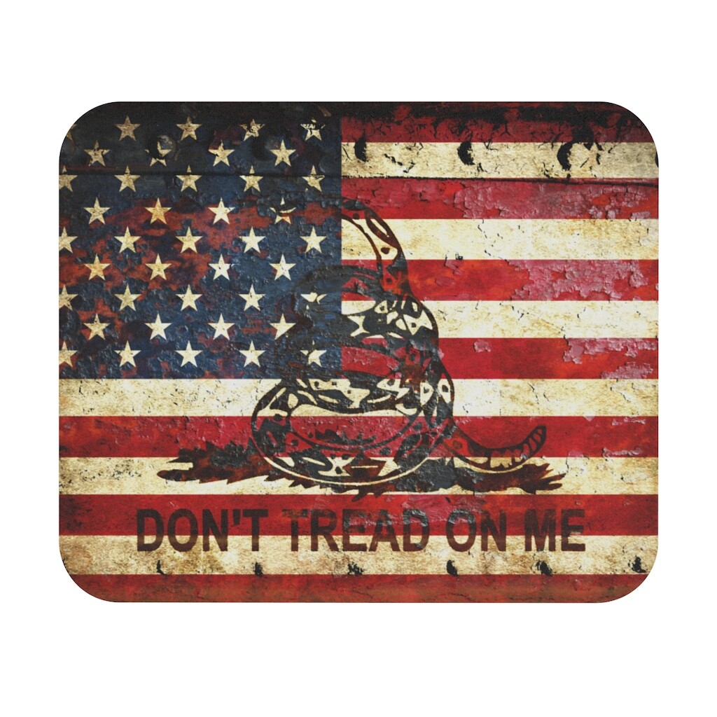 American and Gadsden Flag composition Print on Mouse Pad - Don't tread on me
