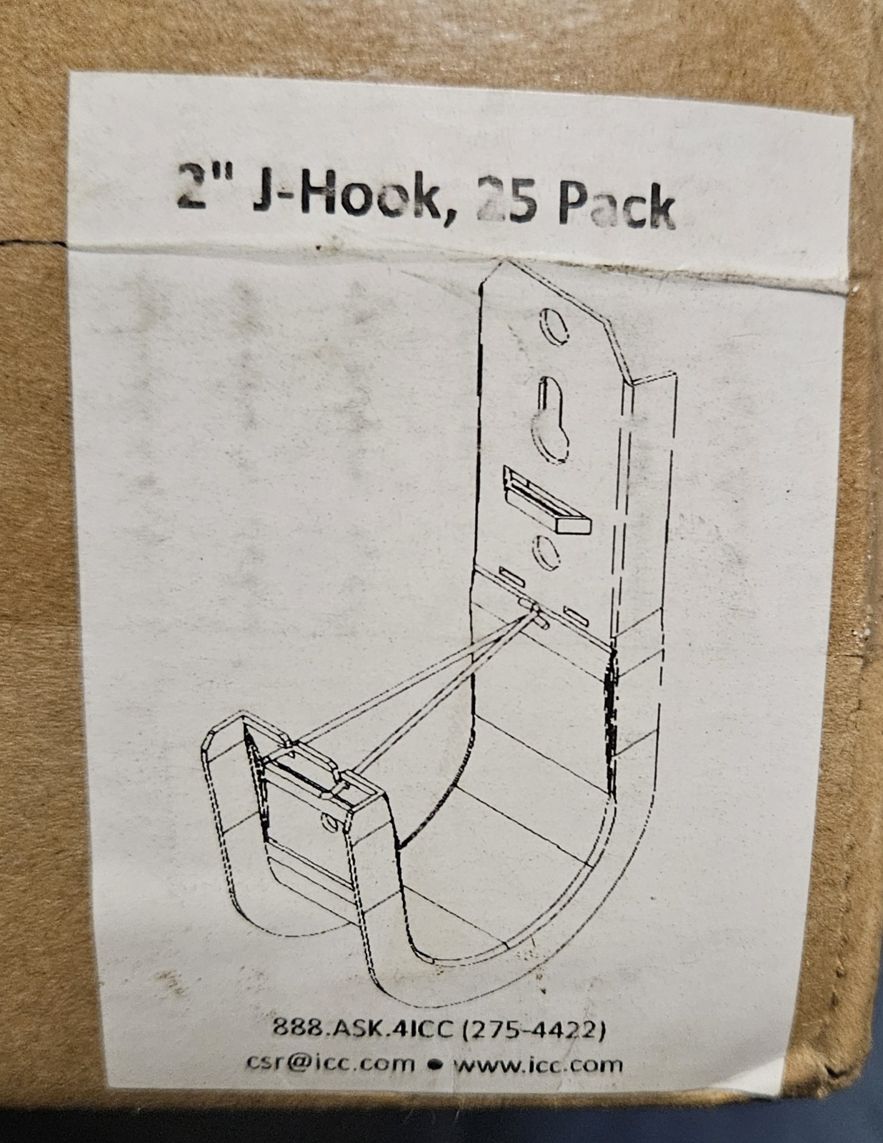 Brand New Icc ICCMSJHK44 J-hook 2in. 25 Pk