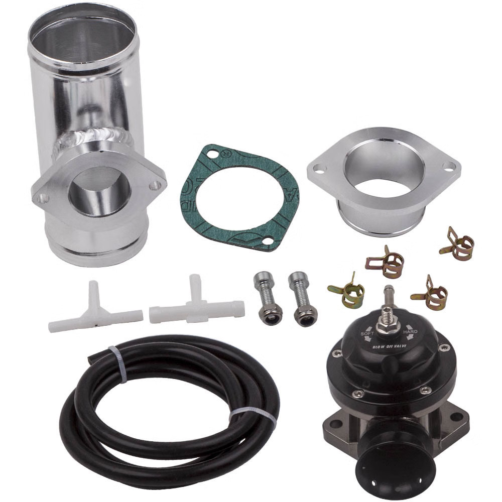 Type-RS Turbo Charger BOV Blow Off Valve & 2.5 in Alloy Flange Pipe Adapter Kit